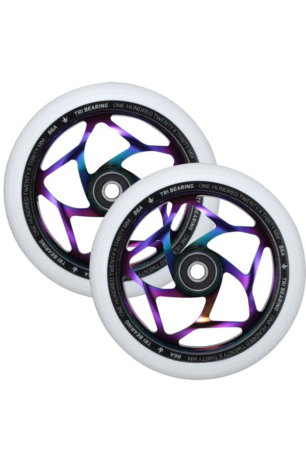 Blunt Envy 120mm/30mm Tri Bearing Wheel Pair - Oil Slick and White